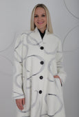 Joseph Ribkoff Abstract Jacquard Sweater Coat in Vanilla/Blk