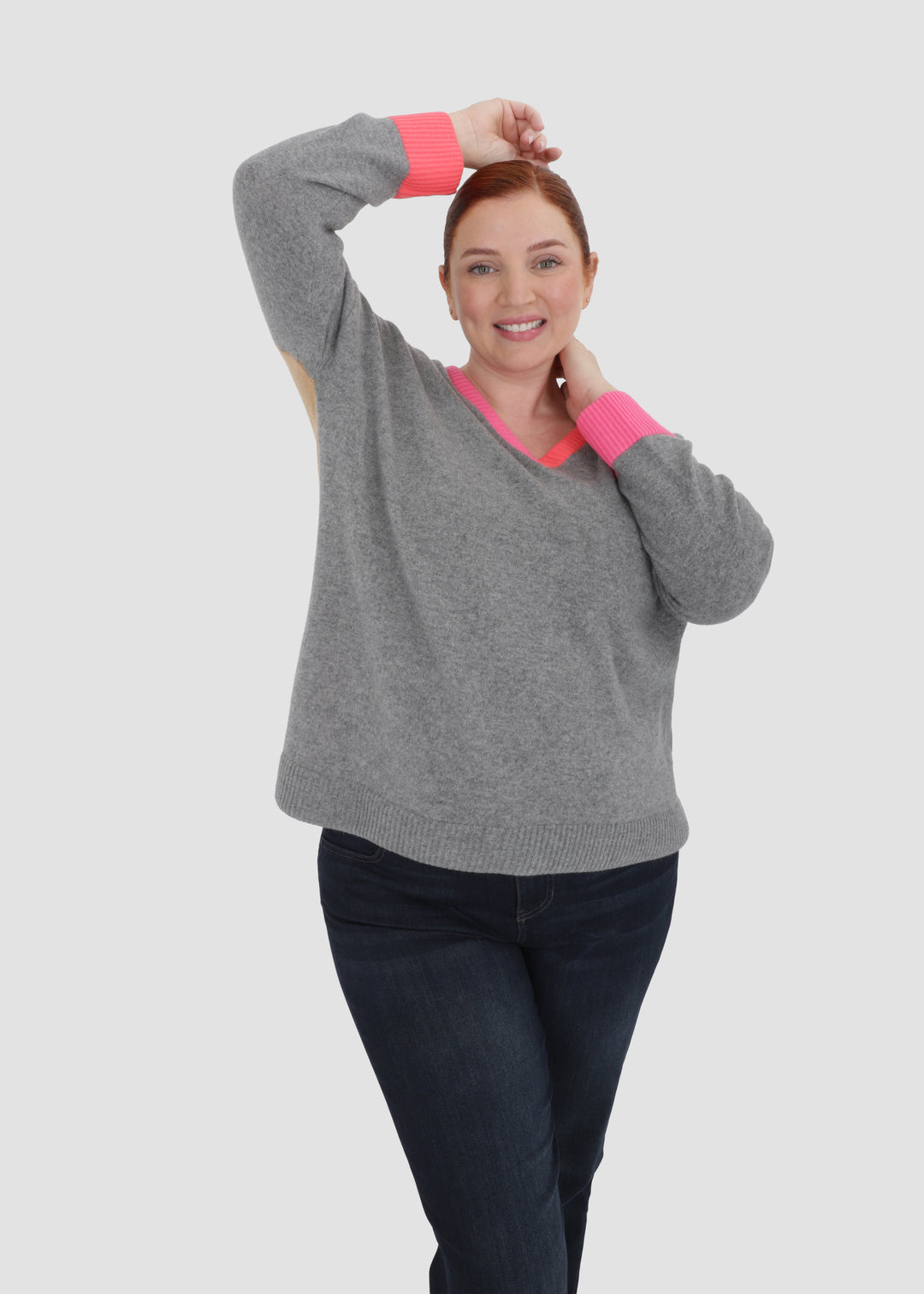 Lisa Todd Color Wheel V Neck Sweater in Fog Caramel