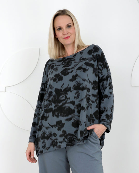 Bryn Walker Fiori Print Viscose Jersey Long Sleeve Bex Top in Ventana Print