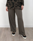 Bryn Walker Bamboo French Terry Elastic Waist Travel pant in Morel