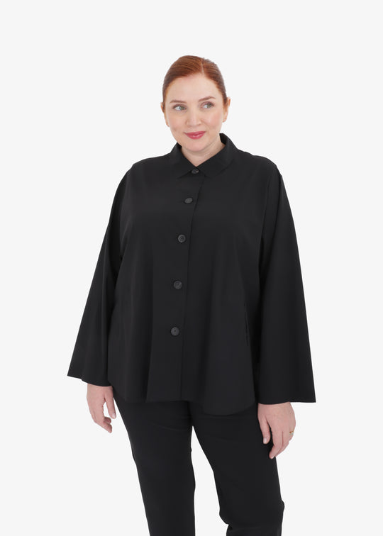 Oska High Stretch Micro Jersey Travel wear Jacket in Black