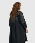 Alembika Quilted Sleeve Long Jacket in Black