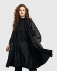 Alembika Quilted Sleeve Long Jacket in Black