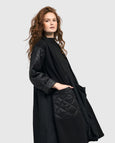 Alembika Quilted Sleeve Long Jacket in Black