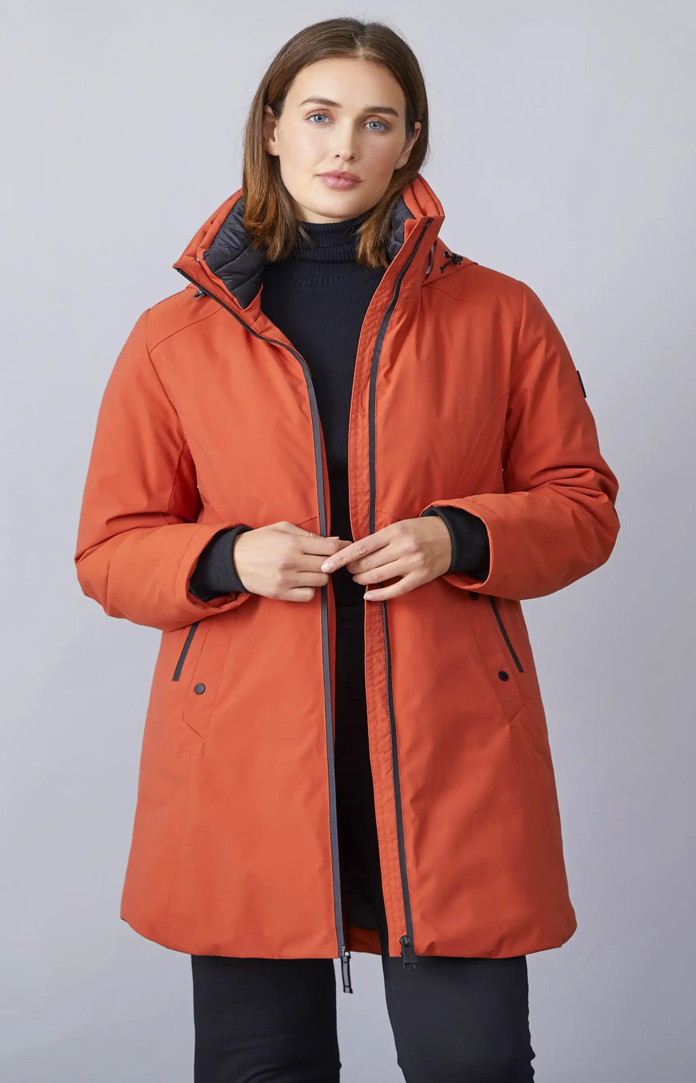 Junge Klaudia A-line Waterproof All-weather Jacket in Orange