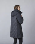 Junge Kit Quilted Panel rib Collar and Cuff Jacket in Black