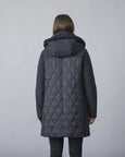 Junge Kit Quilted Panel rib Collar and Cuff Jacket in Black