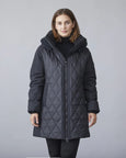 Junge Kit Quilted Panel rib Collar and Cuff Jacket in Black