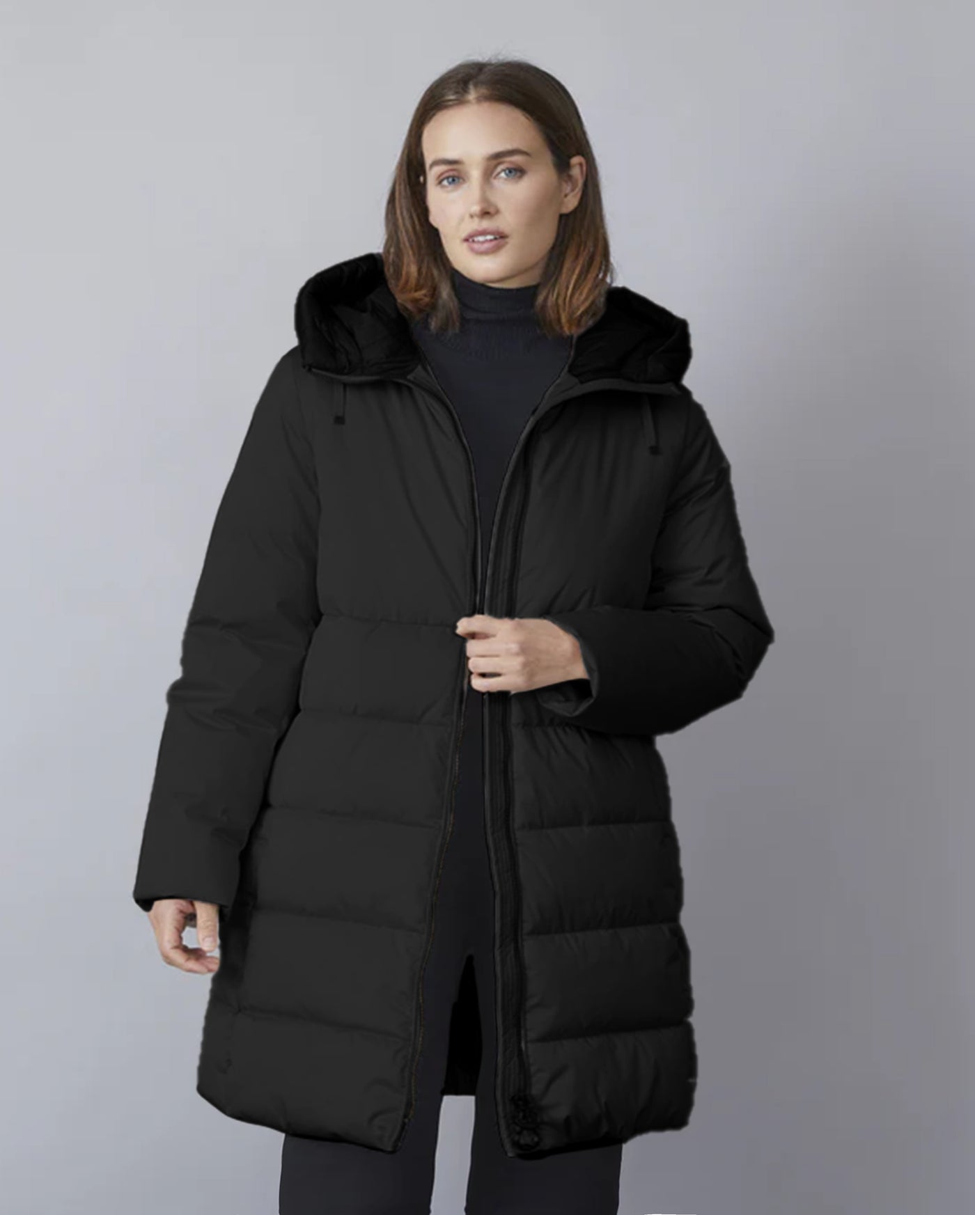 Junge Kris Hooded Quilted Puffer in Black