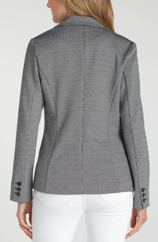 Liverpool Mini Check Fitted Single Button Blazer in Black White Mini Check