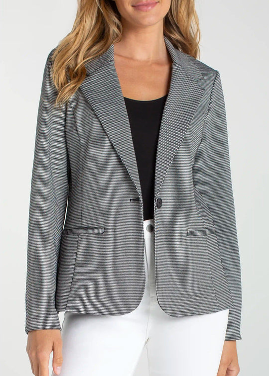 Liverpool Mini Check Fitted Single Button Blazer in Black White Mini Check