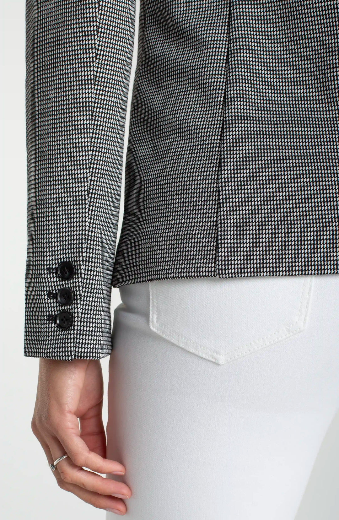 Liverpool Mini Check Fitted Single Button Blazer in Black White Mini Check