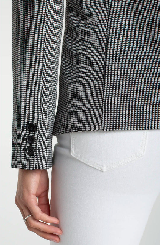 Liverpool Mini Check Fitted Single Button Blazer in Black White Mini Check