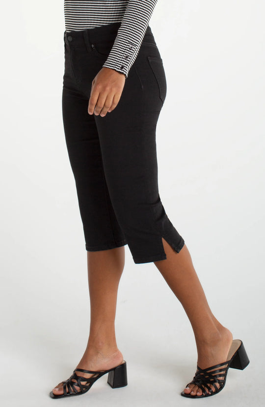 Liverpool Slim Leg Jean Style Capri in Black Rinse