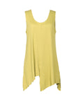 Luukaa Scoop neck Sleeveless Asymmetrical Pleat Texture Tank in Lime