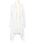 Luukaa Long Sleeve Crinkle Jersey Asymmetrical Hem Cardigan in White