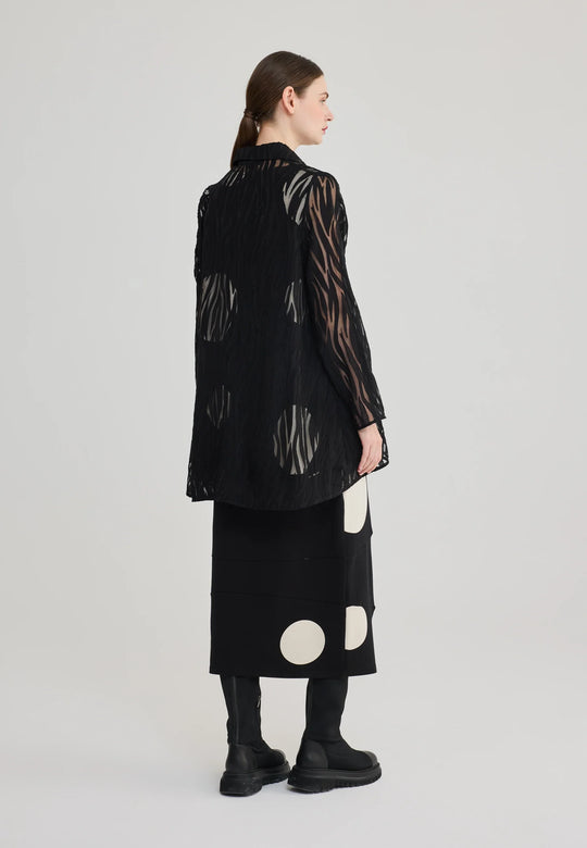 Luukaa Black Burnout A-Line Long Sleeve Shirt in Black