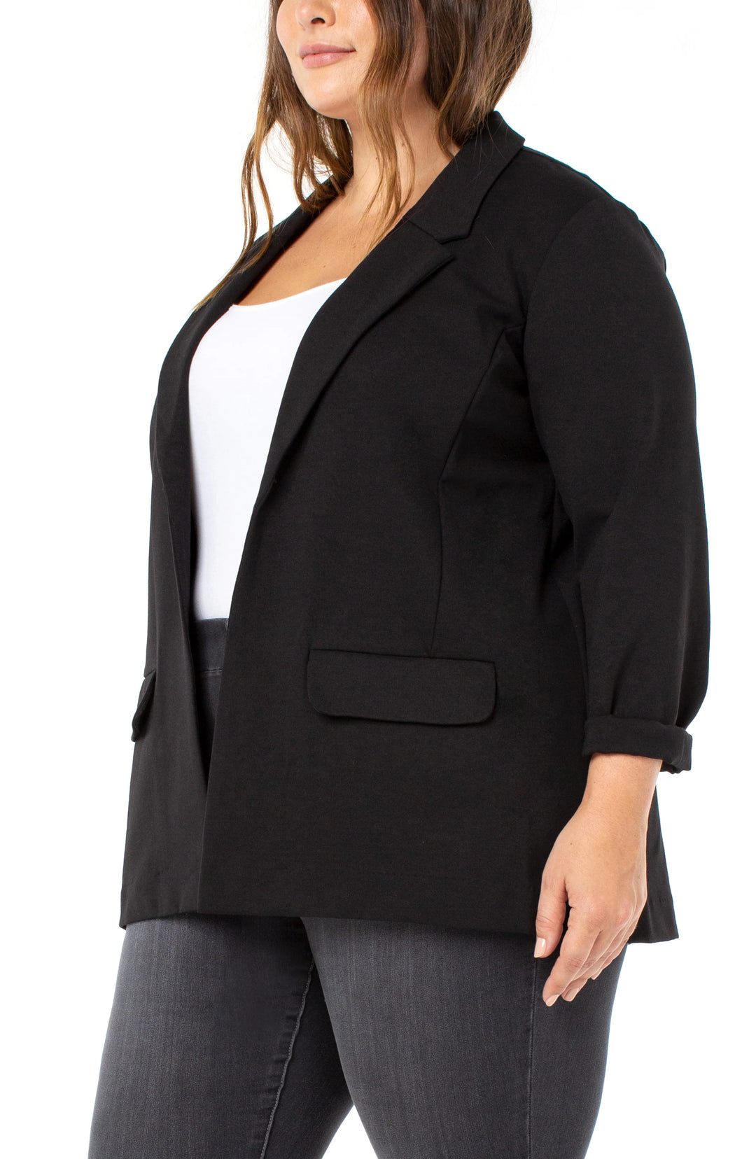 Liverpool Ponte Notch Lapel Boyfriend Blazer in Black