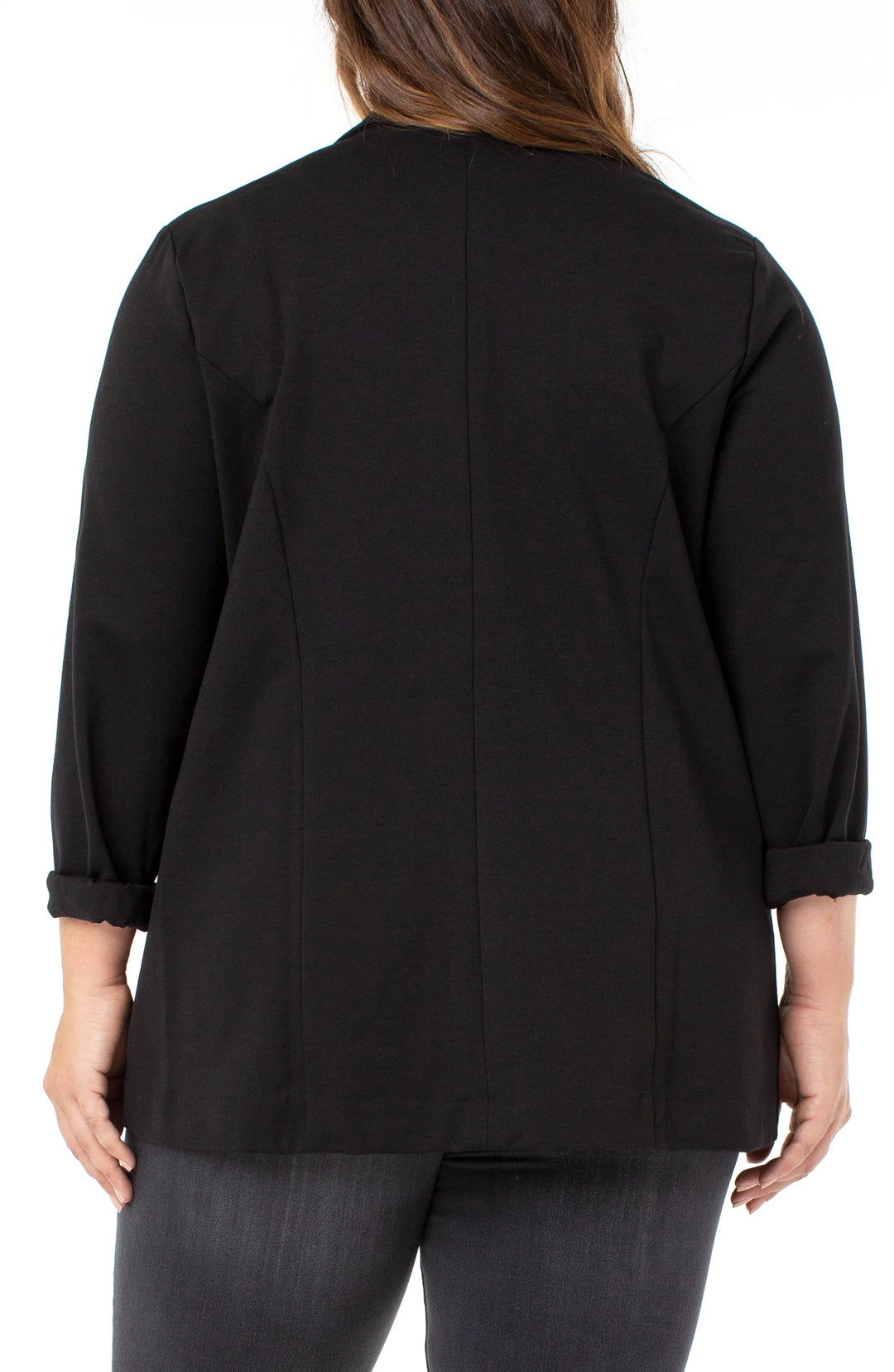 Liverpool Ponte Notch Lapel Boyfriend Blazer in Black