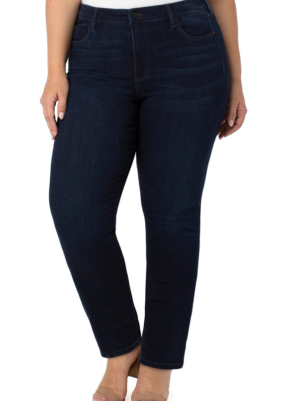 alt front view of plus size Liverpool Kennedy Straight Soft Stretch Halifax Wash Jean in Halifax