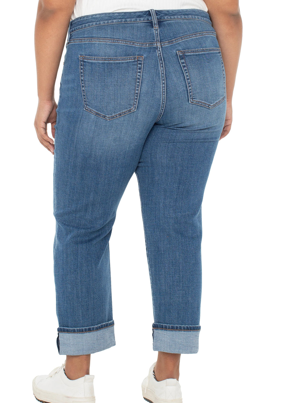 back view of plus size Liverpool Marley Girlfriend Campus Light Wash Jean  in Campus