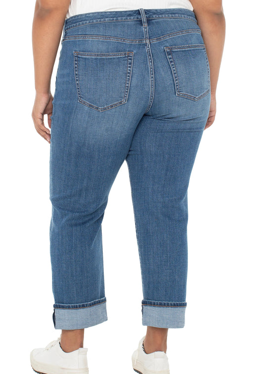 back view of plus size Liverpool Marley Girlfriend Campus Light Wash Jean  in Campus