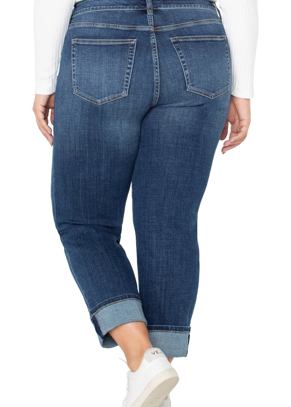 back view of Liverpool plus size  Marley Girlfriend Cuffed jean in Rushland