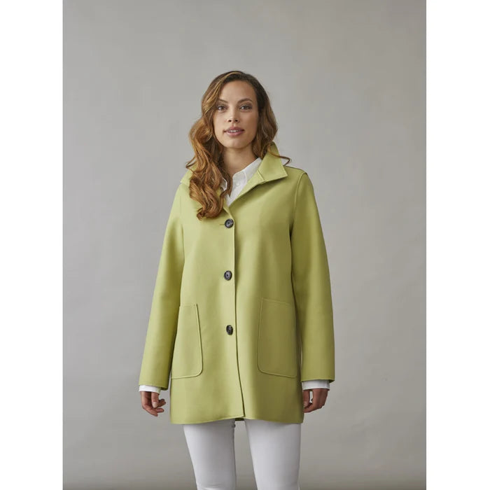 Junge Laura High Collar Patch Pocket Topper in Green