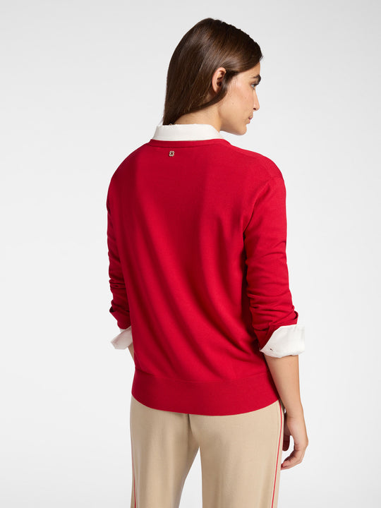 Elena Miro Classic V-neck Sweater in Red