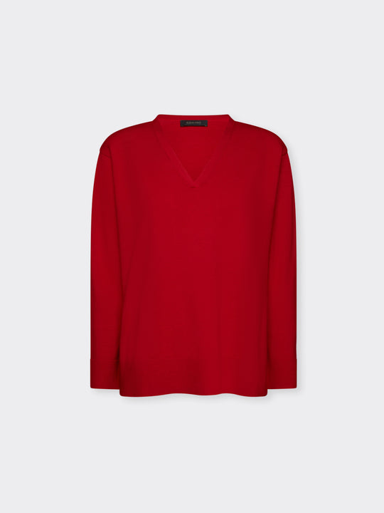 Elena Miro Classic V-neck Sweater in Red