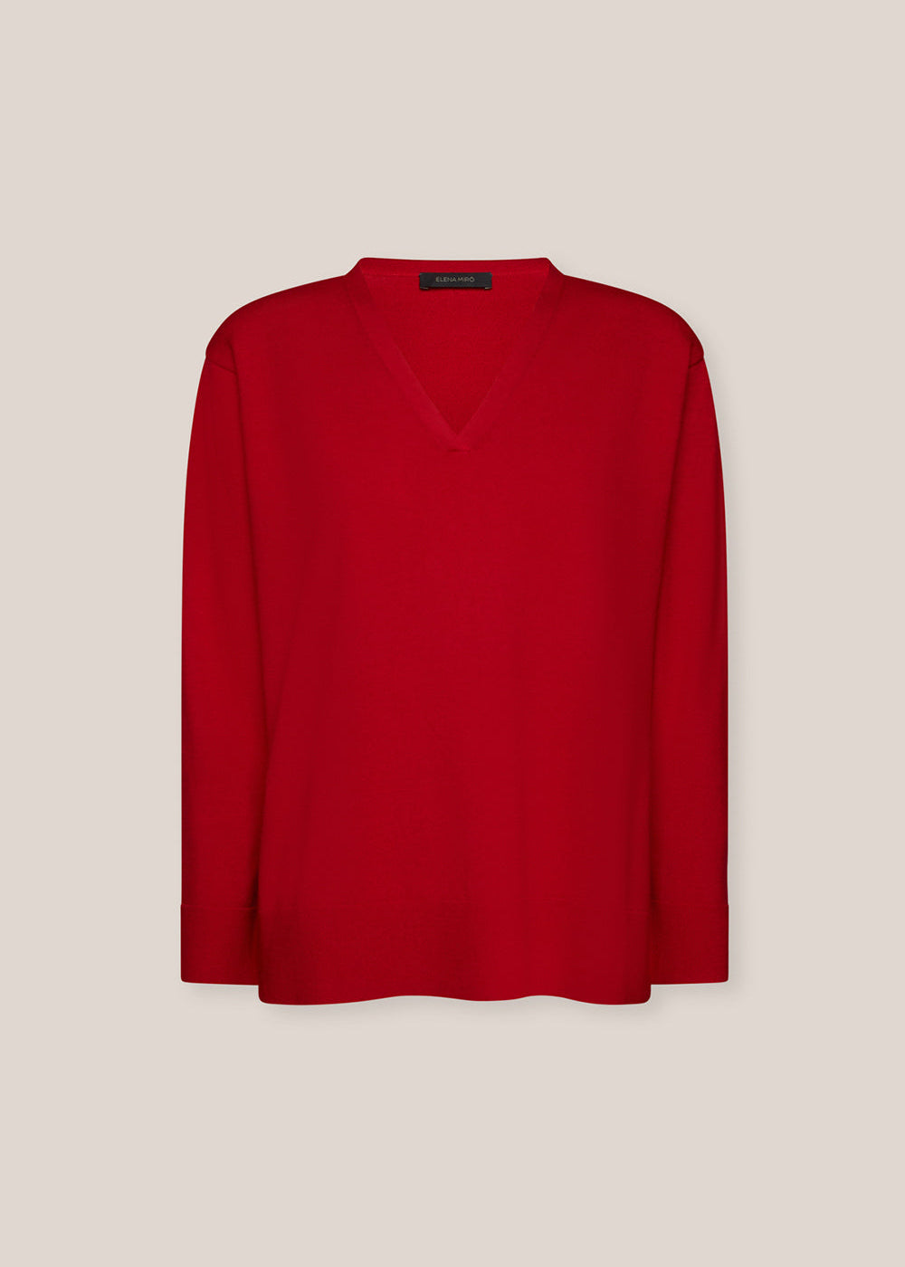 front view of plus size Elena Miro Classic V-neck Sweater in Red