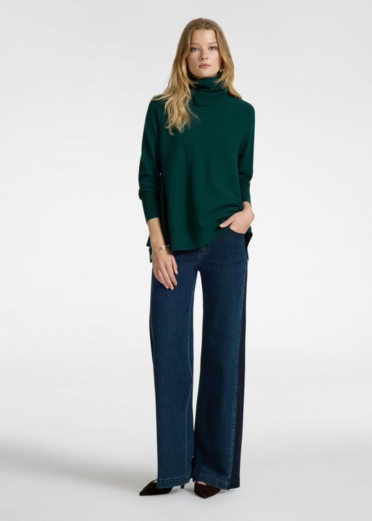 front view of plus size Elena Miro Pullover with detachable ribbed neck in Laurel