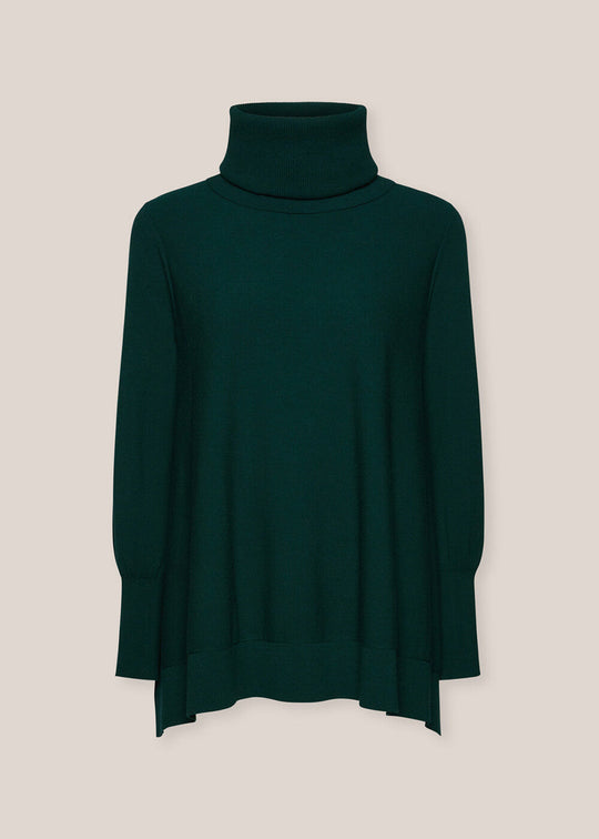front view of plus size Elena Miro Pullover with detachable ribbed neck in Laurel