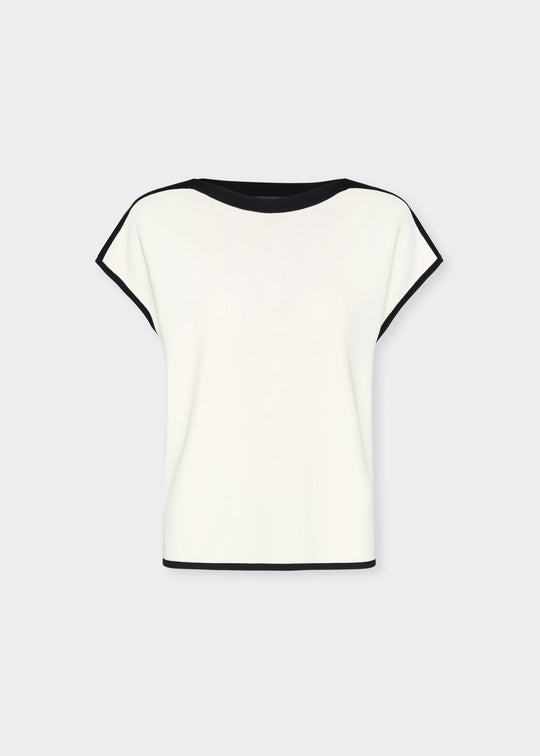 front view of plus size Elena Miro Bi Color Compact Viscose Extended Sleeve Sweater in Juta Black