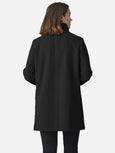 Junge Zip Front A-Line Cloth Coat with Zip Pockets and Stand Collar in Black