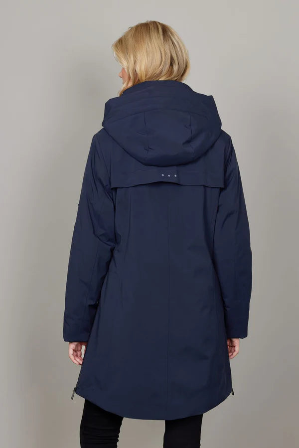 Junge 3/4 Length A Line Waterproof All weather Coat in Navy