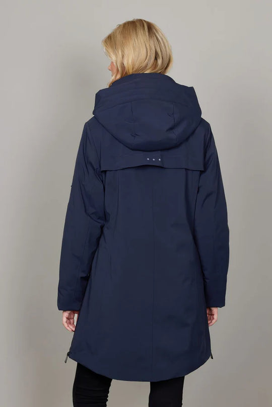 Junge 3/4 Length A Line Waterproof All weather Coat in Navy