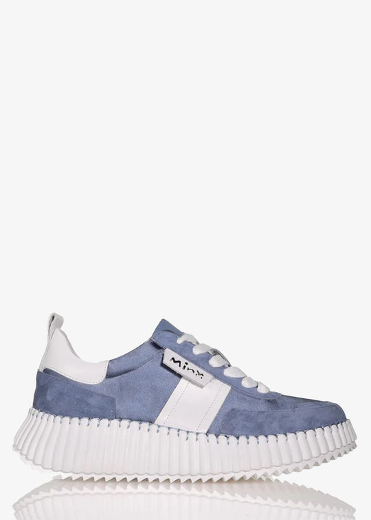 Minx Racer Denim Satin Suede Lace up in Denim