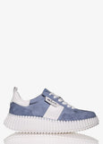 Minx Racer Denim Satin Suede Lace up in Denim