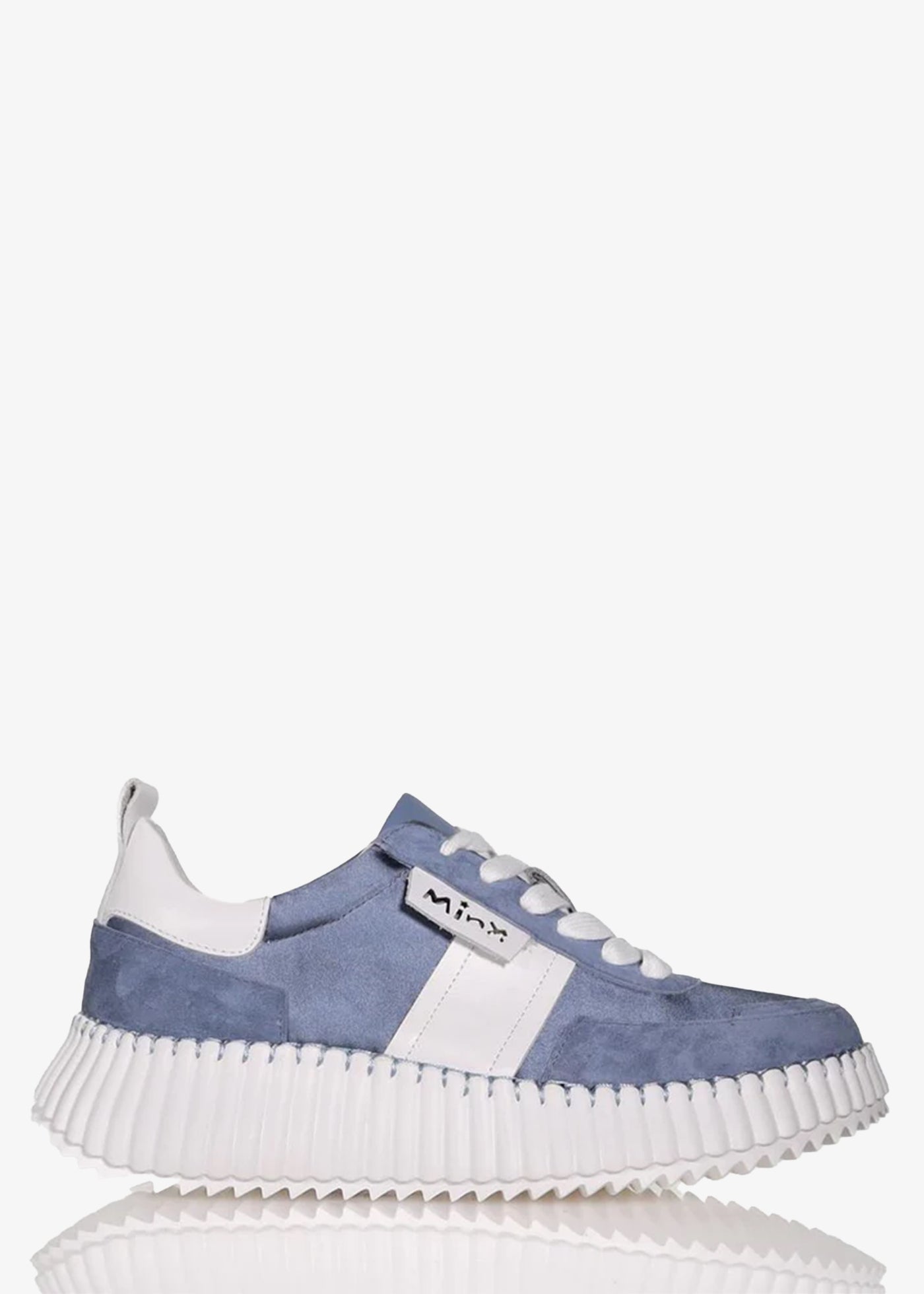 Minx Racer Denim Satin Suede Lace up in Denim