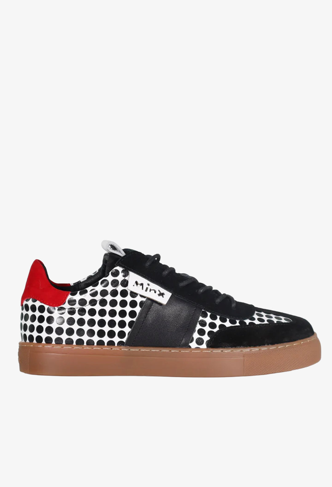 Minx Toni Mixi Runner in White Black Spots and Red Accent