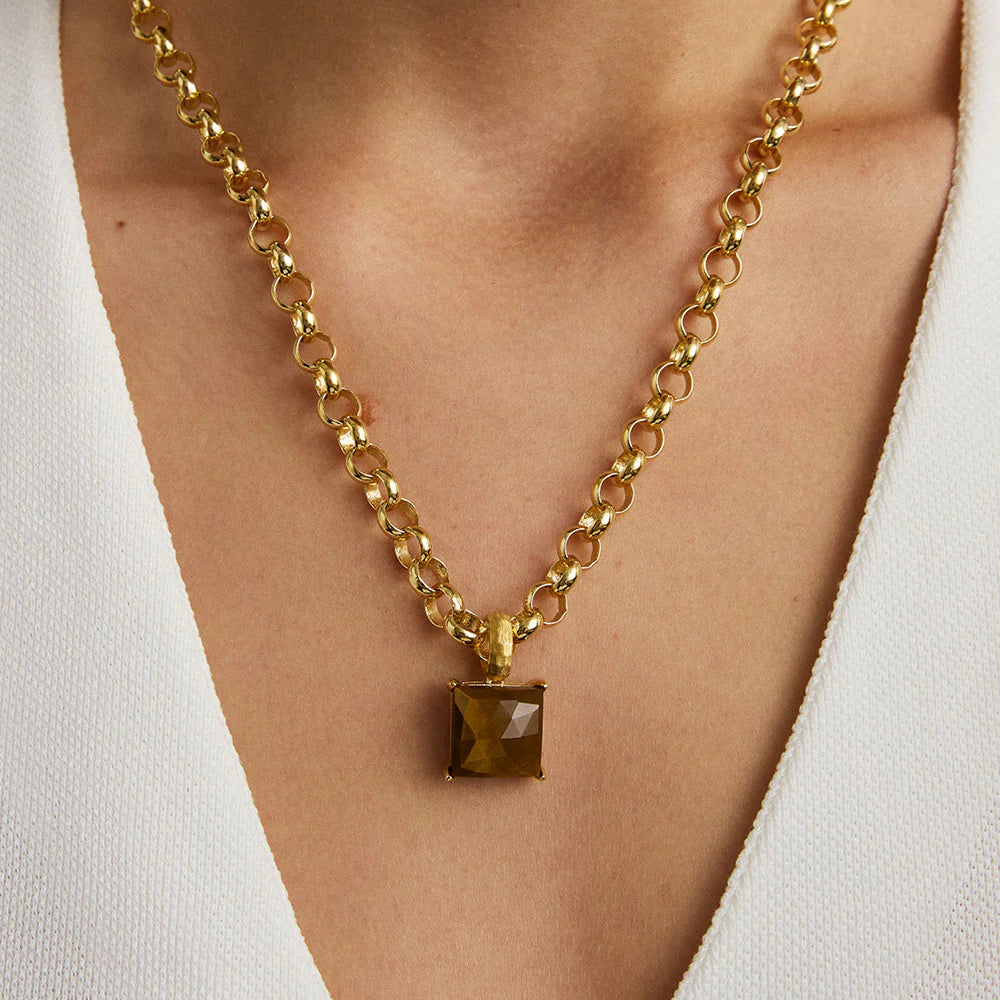 Dean Davidson Nomad Statement Gemstone Pendant Necklace in Tiger Eye Gold
