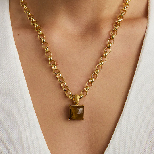 Dean Davidson Nomad Statement Gemstone Pendant Necklace in Tiger Eye Gold