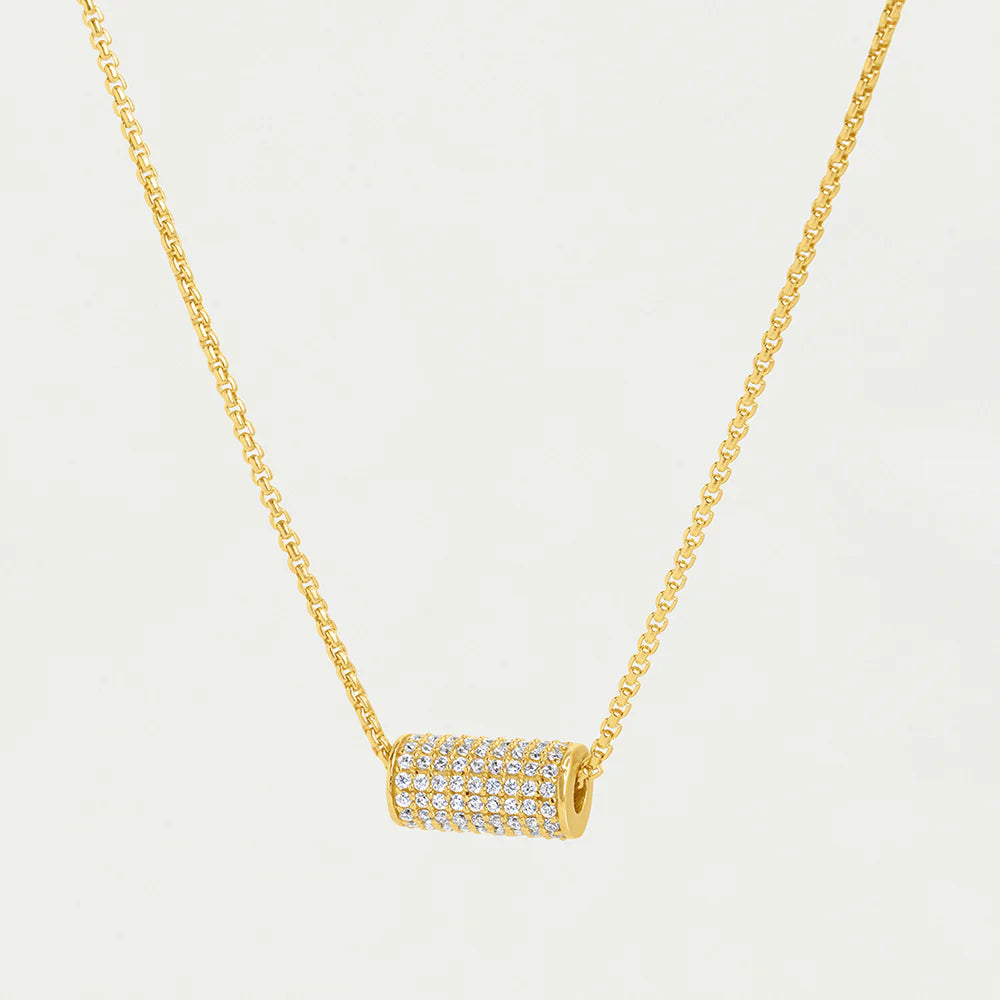 Dean Davidson Petite Pave Mini Tube Necklace in Wht Topaz/Gold