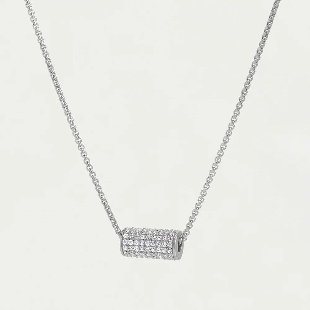 Dean Davidson Petite Pave Mini Tube Necklace in Wht Topaz/Silver