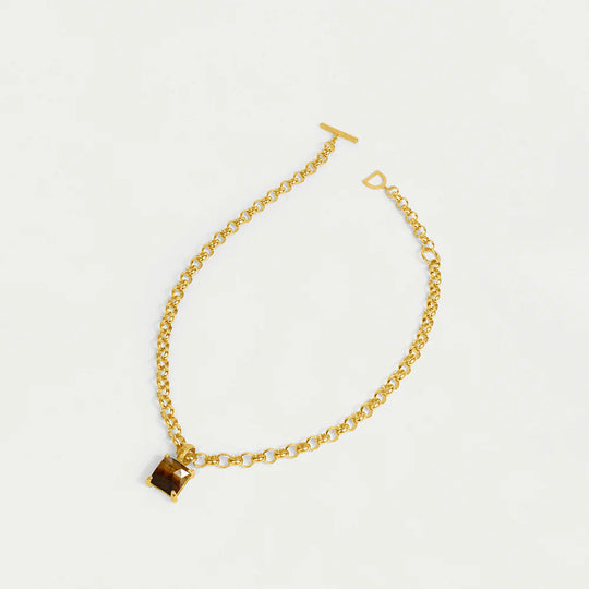 Dean Davidson Nomad Statement Gemstone Pendant Necklace in Tiger Eye Gold