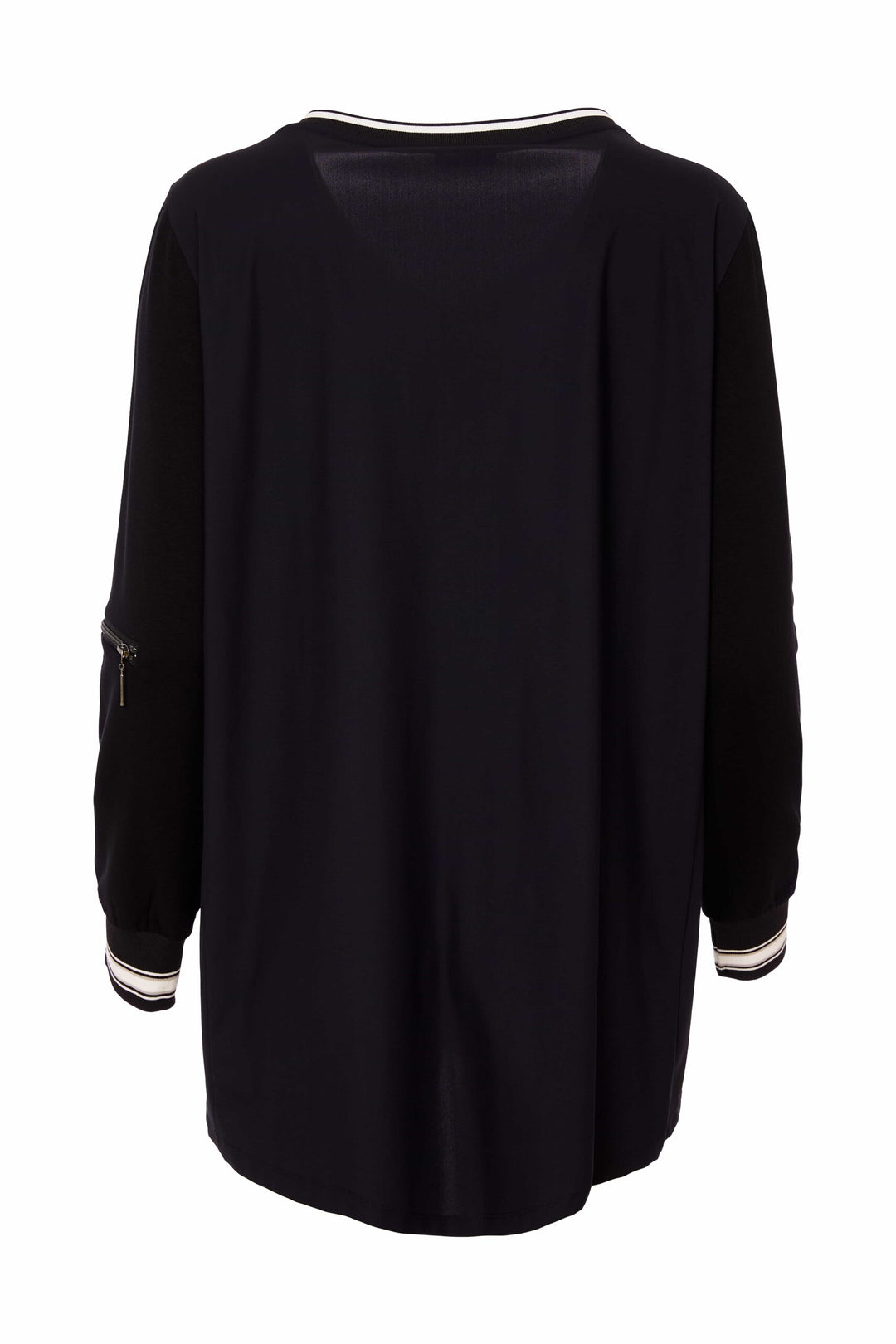 Naya top with Athleisure trim and Zip Sleeve Detail in Black