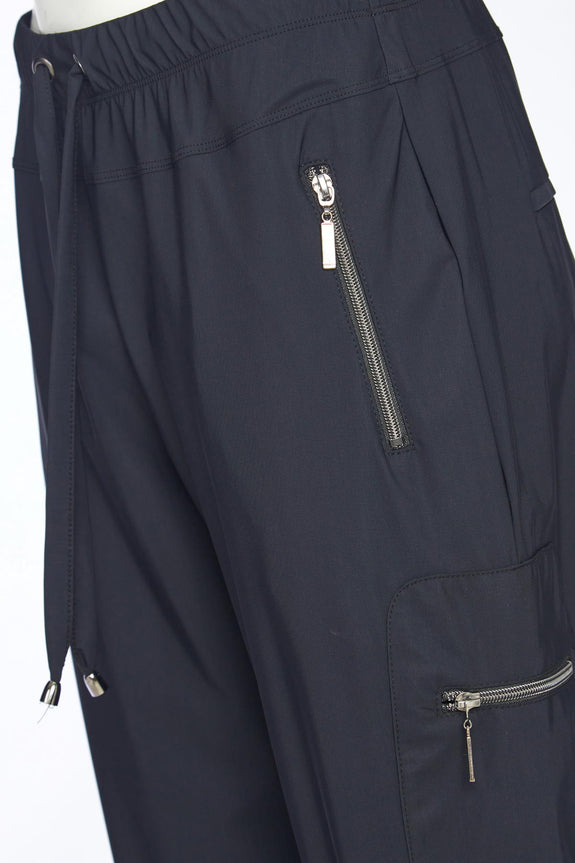 Naya Zip Detail Travel Pant with Cargo Pocket in Black