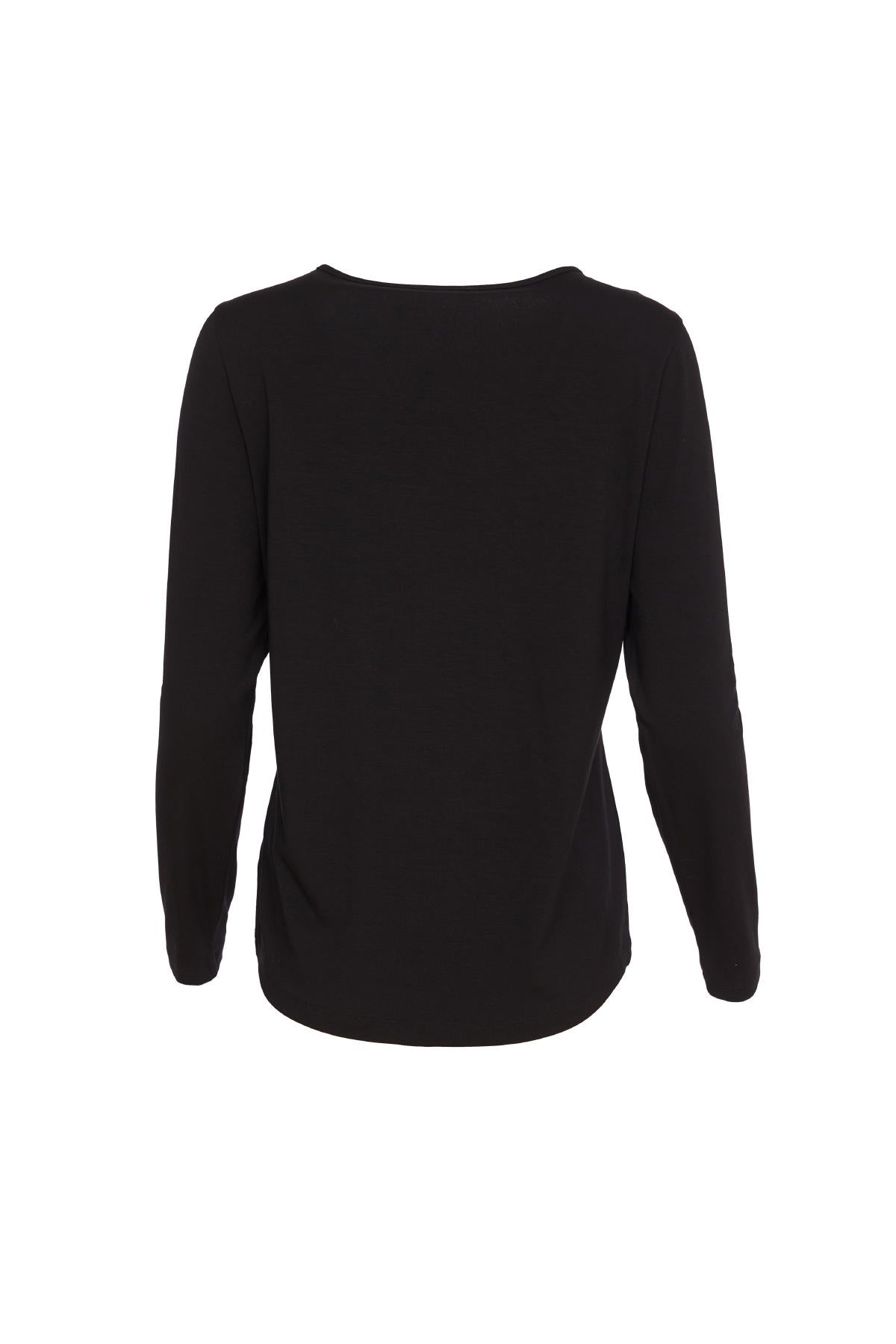 Naya Long Sleeve Scoop neck Tee in Black