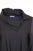 Naya Split Zip Cowl Neck tunic with Patch Pkt. Detail in Black